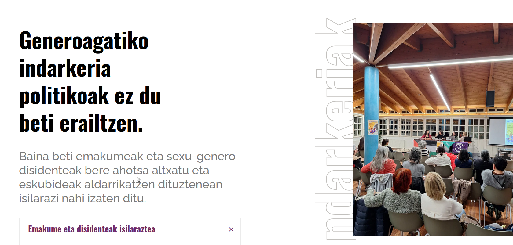 Generoagatik Indarkeria Politikoari buruzko webgune berria